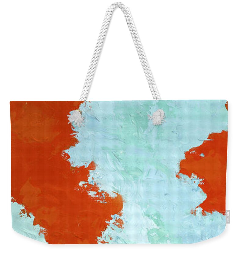 Abstract Weekender Tote Bag featuring the painting Caribbean Cay by Tamara Nelson