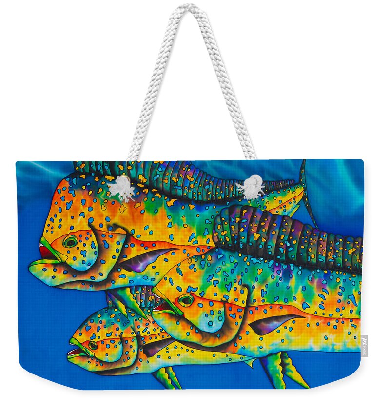 Mahi Mahi Weekender Tote Bag featuring the painting Caribbean Mahi Mahi - Dorado Fish by Daniel Jean-Baptiste
