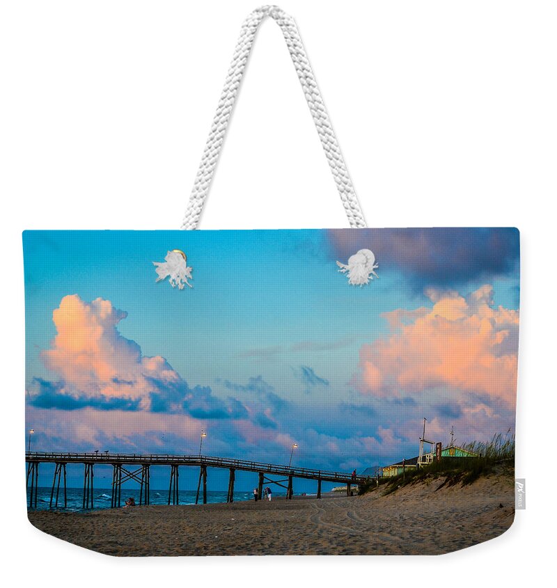 Kure Beach Weekender Tote Bag featuring the photograph Carolina Blue Over Kure Beach by Mary Hahn Ward