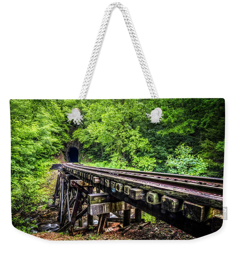 Andrews Weekender Tote Bag featuring the photograph Carolina Railroad Trestle by Debra and Dave Vanderlaan