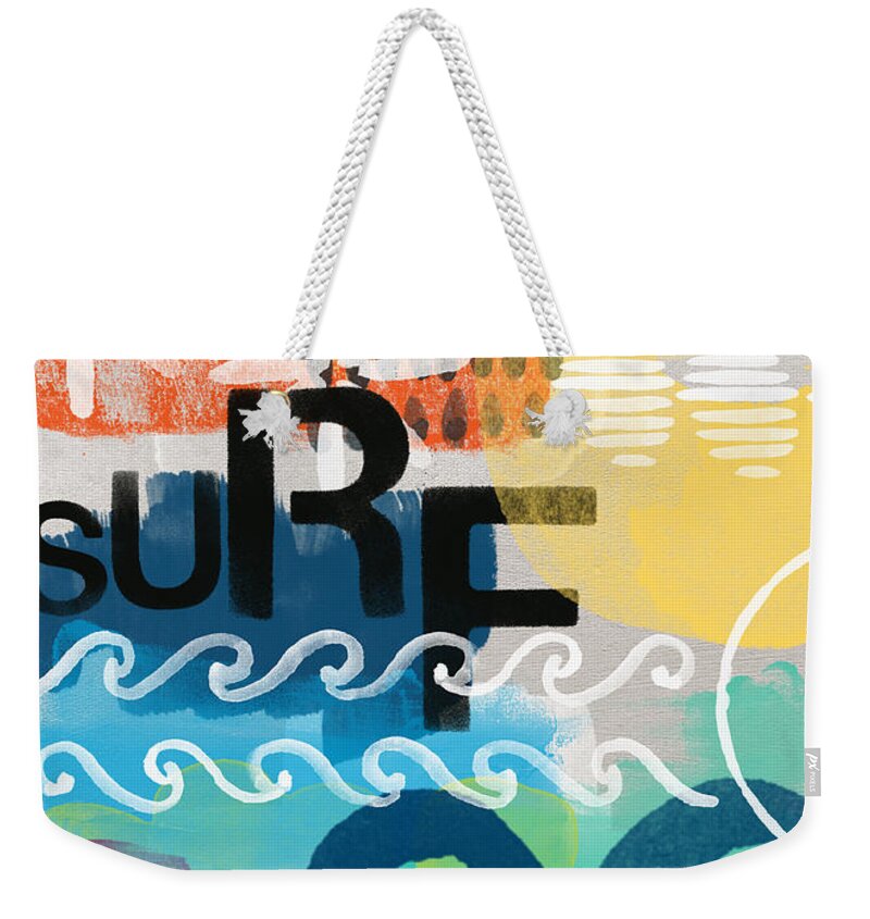 Surf Weekender Tote Bag featuring the painting Carousel #7 SURF - contemporary abstract art by Linda Woods