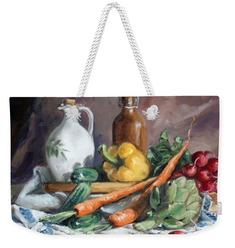 Vegetables Weekender Tote Bag featuring the painting Carrots and company by Irek Szelag