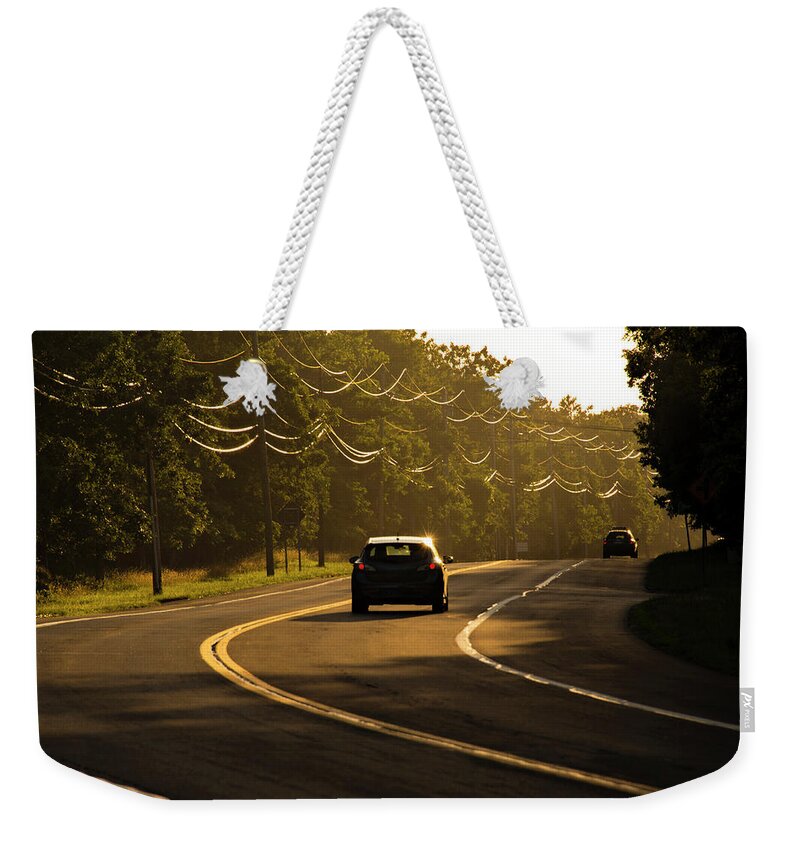 Curve Weekender Tote Bag featuring the photograph Cars On Road by Joanna Mccarthy