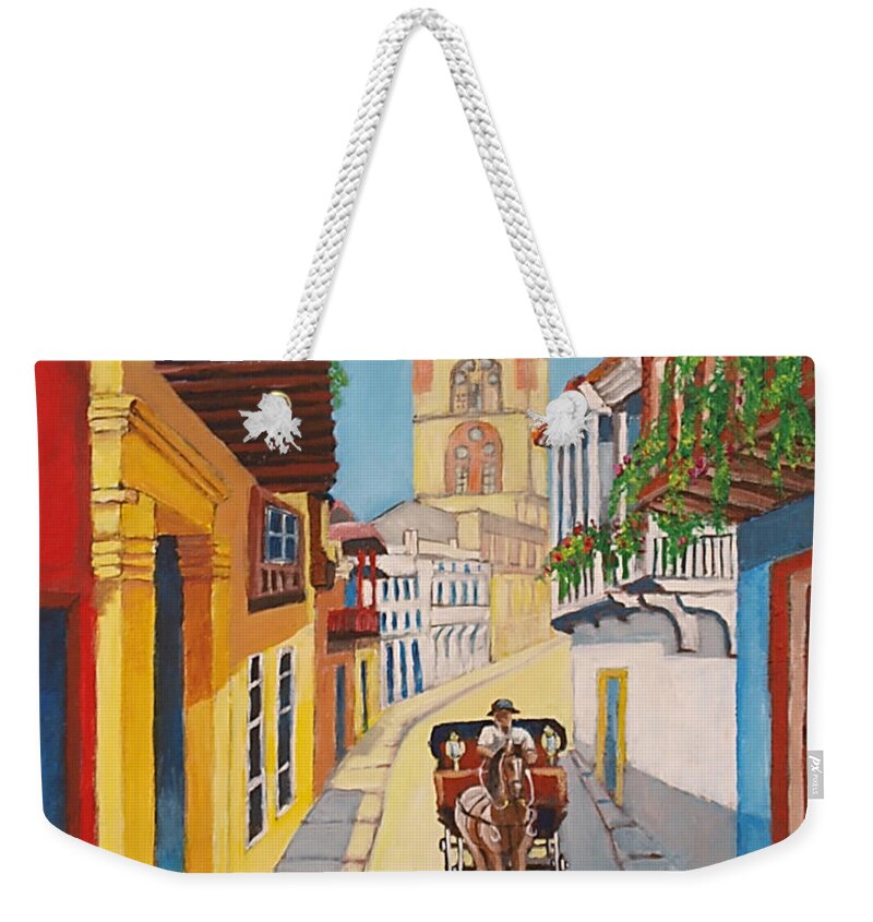 Cartagena De Indias Weekender Tote Bag featuring the painting Cartagena's Calash by Jean Pierre Bergoeing