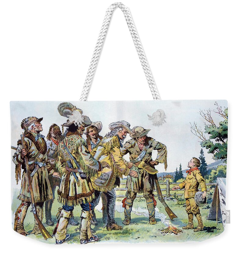1912 Weekender Tote Bag featuring the drawing Cartoon Boy Scouts, 1912 by Granger