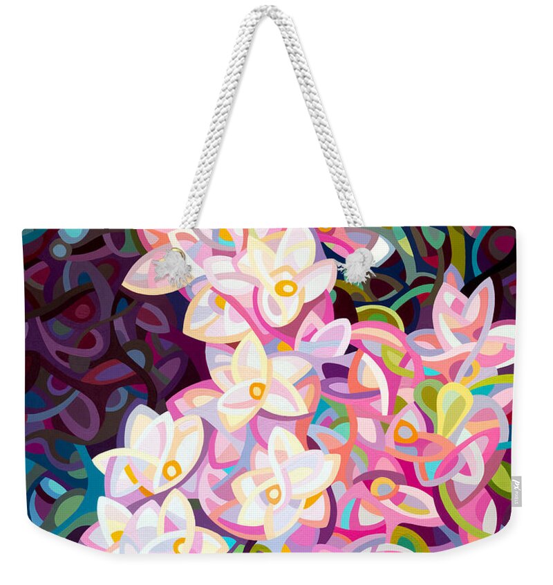 Vertical Weekender Tote Bag featuring the painting Cascade by Mandy Budan