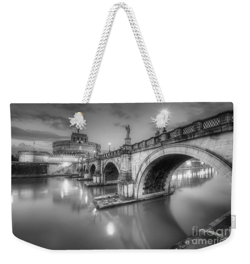 Yhun Suarez Weekender Tote Bag featuring the photograph Castel Sant' Angelo BW by Yhun Suarez