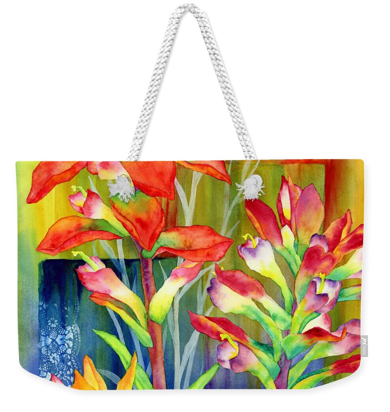 Wild Flower Weekender Tote Bag featuring the painting Castilleja Indivisa by Hailey E Herrera