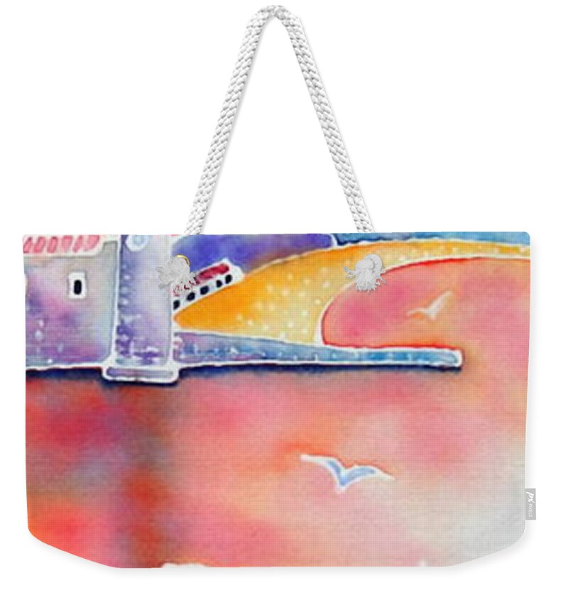Collioure Weekender Tote Bag featuring the painting Catalan sunset by Hisayo OHTA