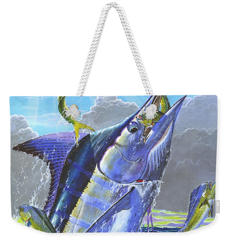 Marlin Weekender Tote Bag featuring the painting Catch em up Off0029 by Carey Chen