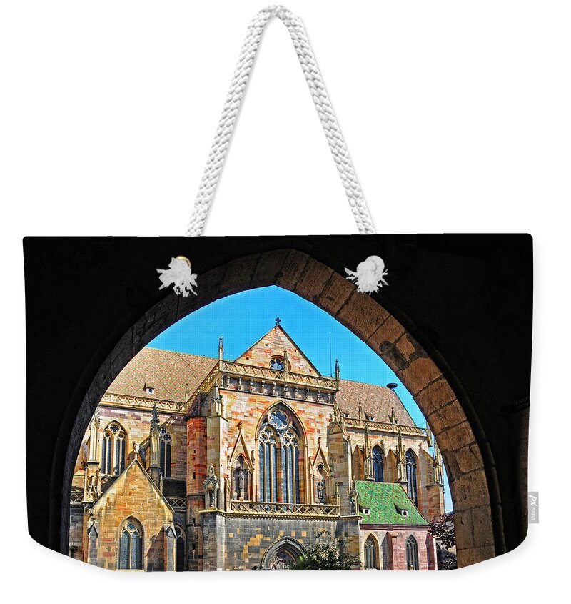 Cathedral Weekender Tote Bag featuring the photograph Cathedral Colmar France by Dave Mills
