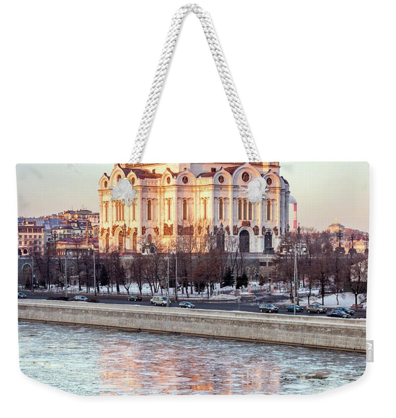 Snow Weekender Tote Bag featuring the photograph Cathedral Of Christ The Savior, Moscow by Mordolff