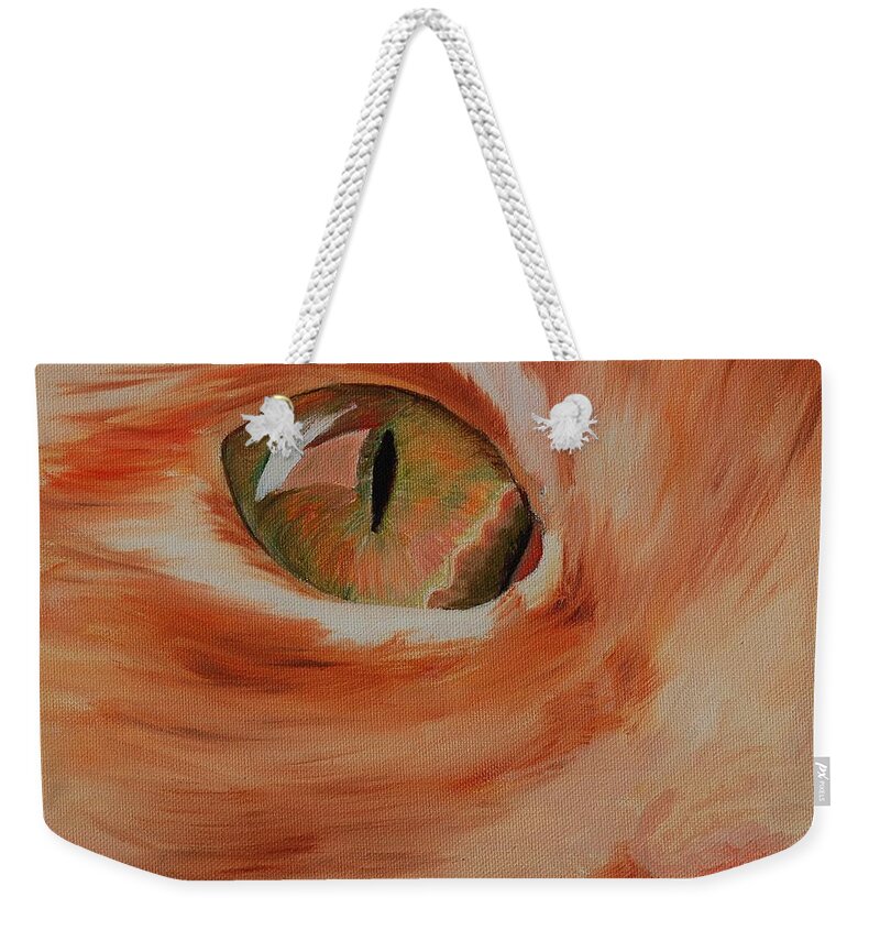 Cat Weekender Tote Bag featuring the painting Cat's Eye by Teresa Smith