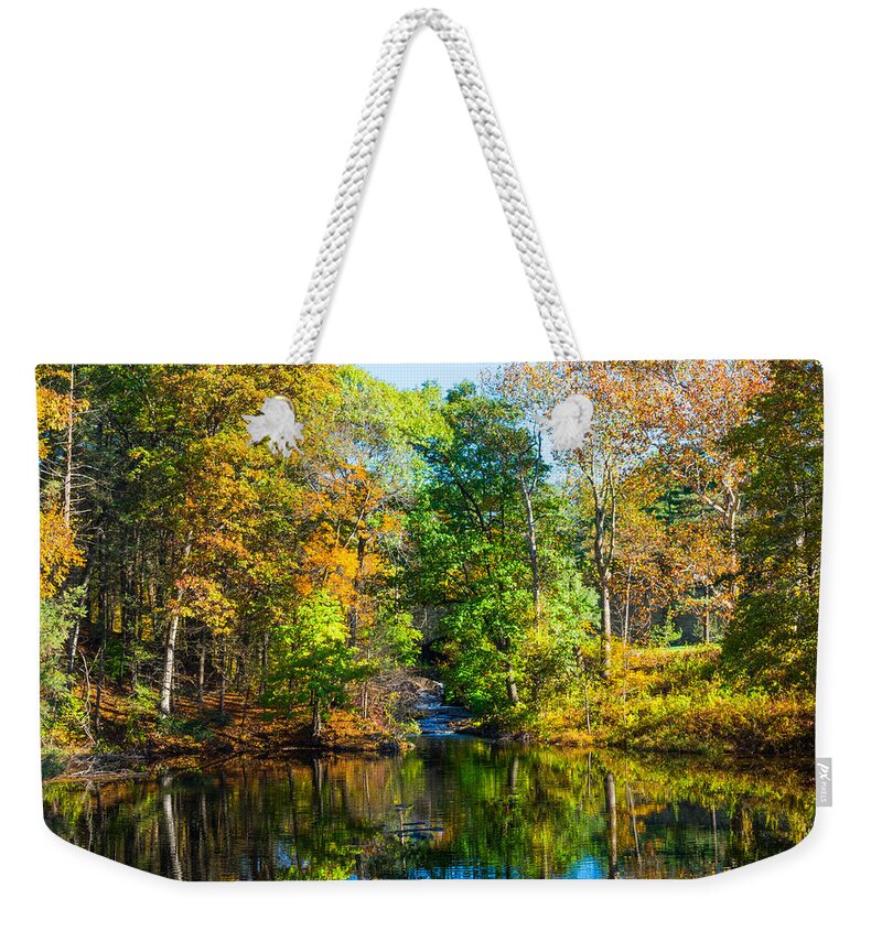 Fall Colors In The Catskill Mountains Landscape With Small Waterfall Weekender Tote Bag featuring the photograph Catskill Mountains by Kenneth Cole