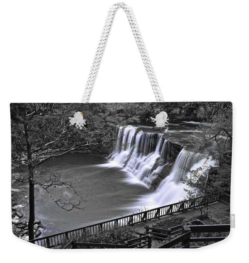 Chagrin Weekender Tote Bag featuring the photograph Chagrin Falls by Frozen in Time Fine Art Photography