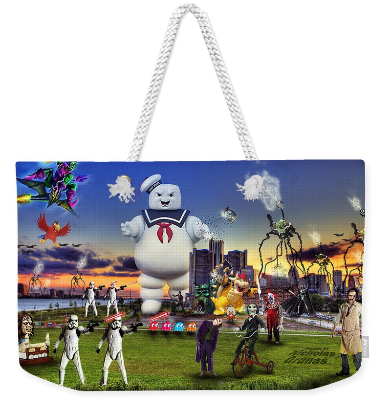 Detroit Weekender Tote Bag featuring the photograph Chaotic Detroit by A And N Art