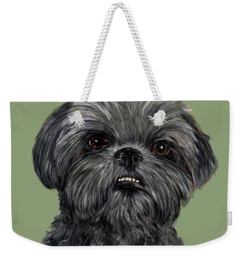 Shih Tzu Weekender Tote Bag featuring the painting Charcoal Shih Tzu by Dale Moses