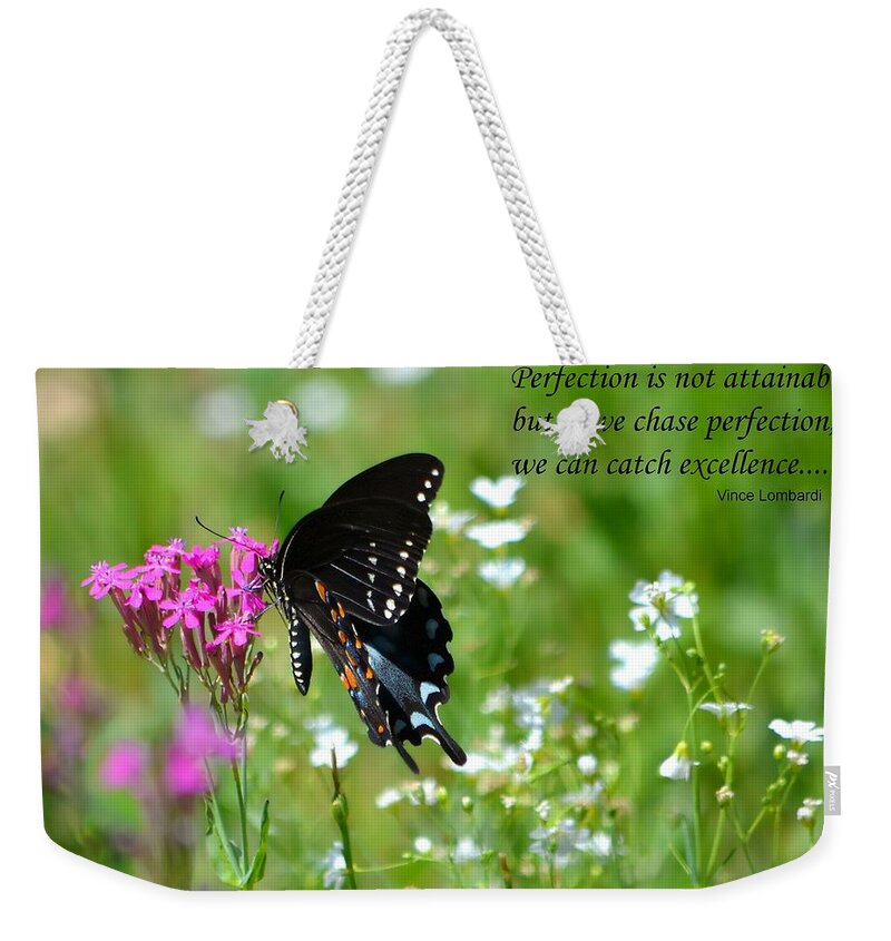 Butterfly Weekender Tote Bag featuring the photograph Chasing Perfection by Deena Stoddard