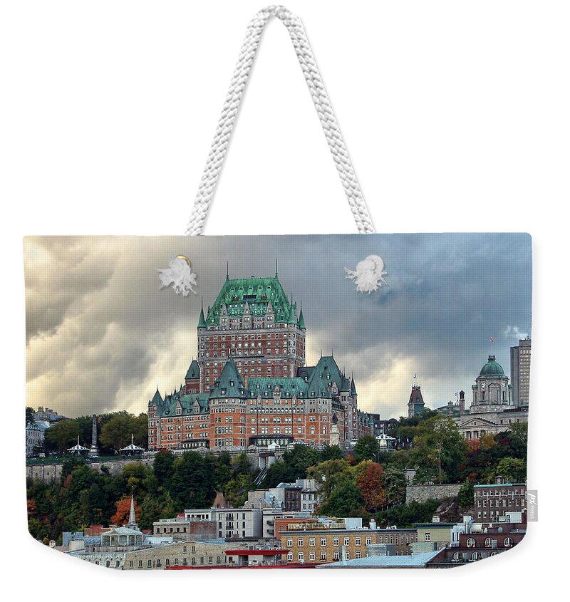 Quebec Weekender Tote Bag featuring the photograph Chateau Frontenac by Bob Slitzan