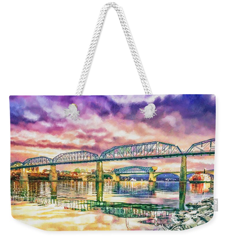 Chattanooga Weekender Tote Bag featuring the photograph Chattanooga Reflection 1 by Steven Llorca