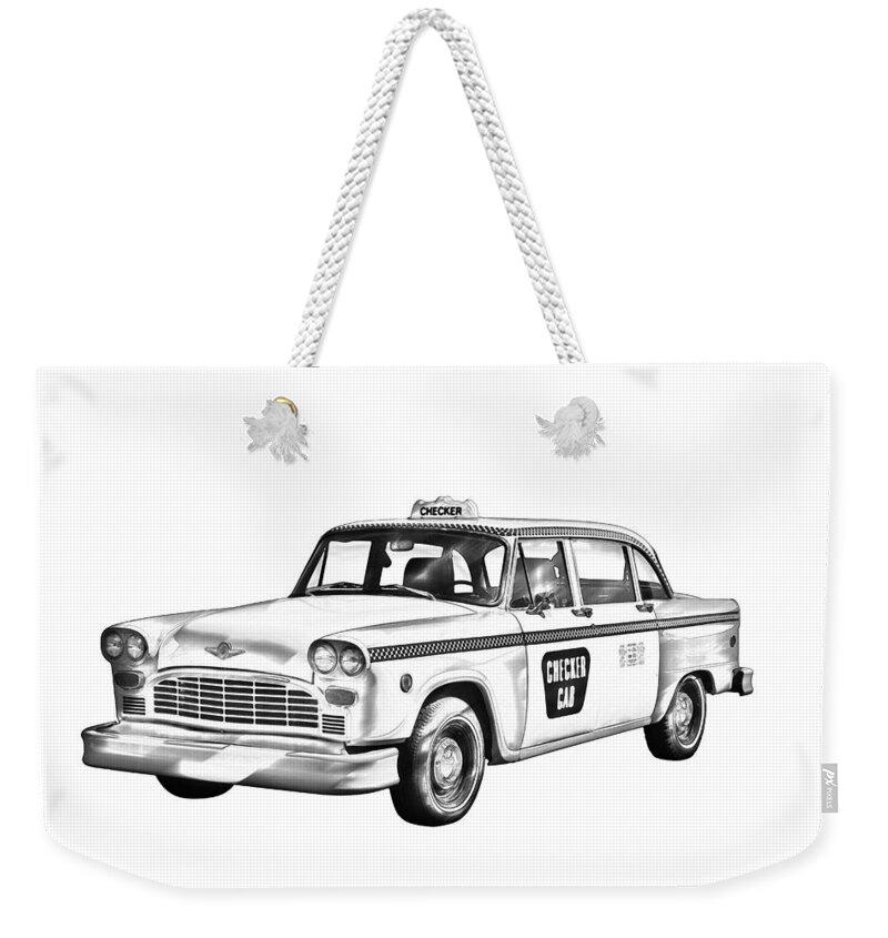 Checkered Cab Weekender Tote Bag featuring the photograph Checkered Taxi Cab Illustrastion by Keith Webber Jr