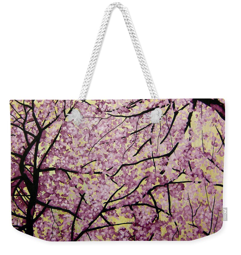 Cherry Blossoms Weekender Tote Bag featuring the painting Cherry Blossoms by Bobby Zeik