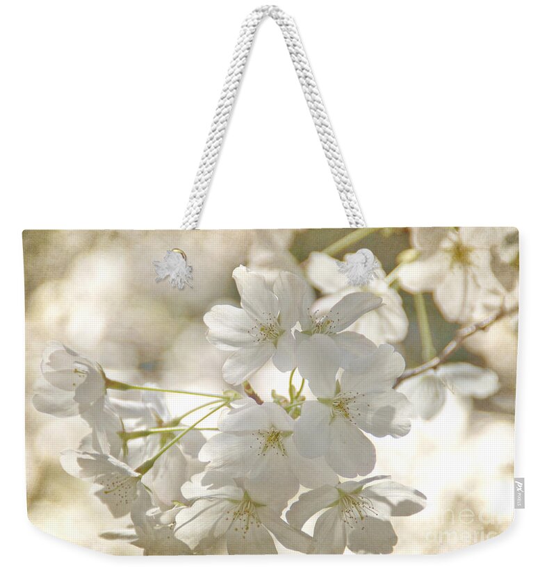 Flowers Weekender Tote Bag featuring the photograph Cherry blossoms by Peggy Hughes