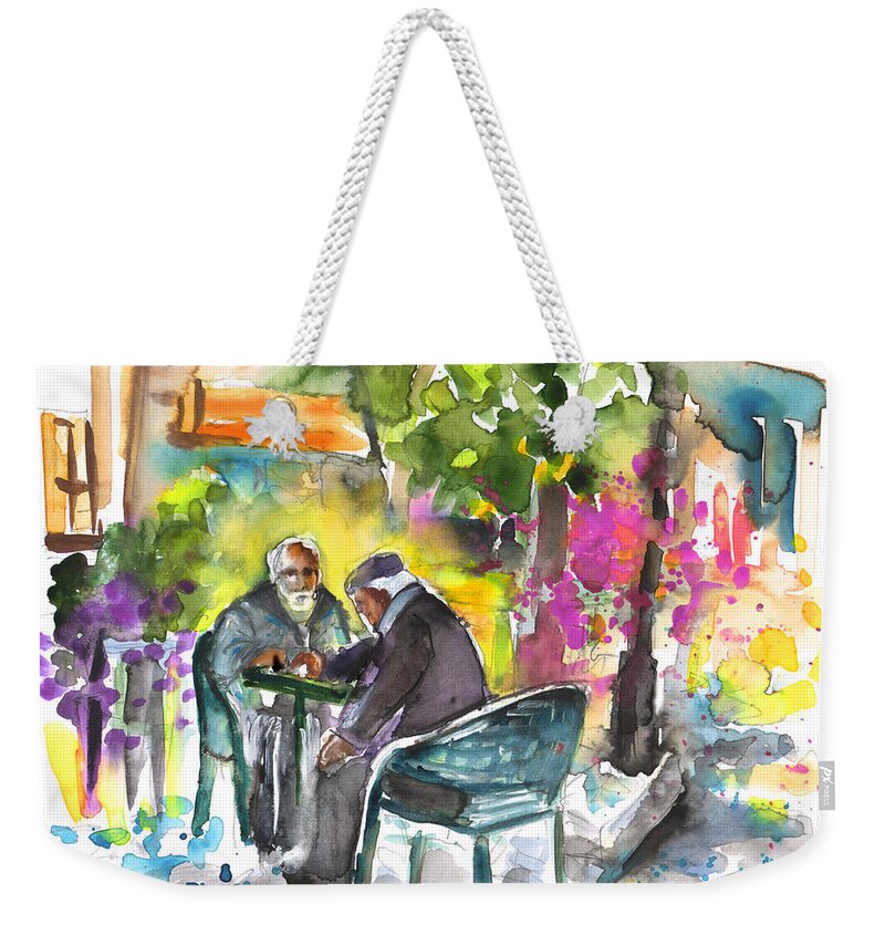 Travel Weekender Tote Bag featuring the painting Chess Game in Crete by Miki De Goodaboom