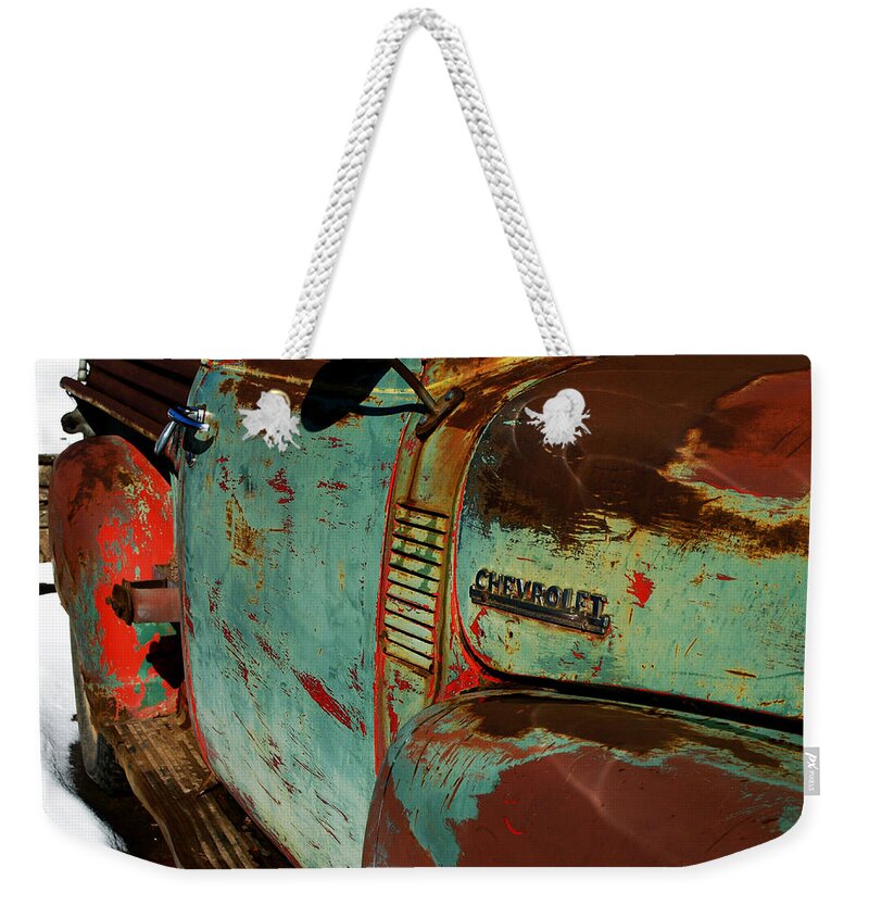 Chevy Weekender Tote Bag featuring the photograph Arroyo Seco Chevy by Gia Marie Houck