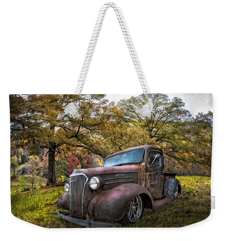 1930 Weekender Tote Bag featuring the photograph Chevy Pickup Truck by Debra and Dave Vanderlaan