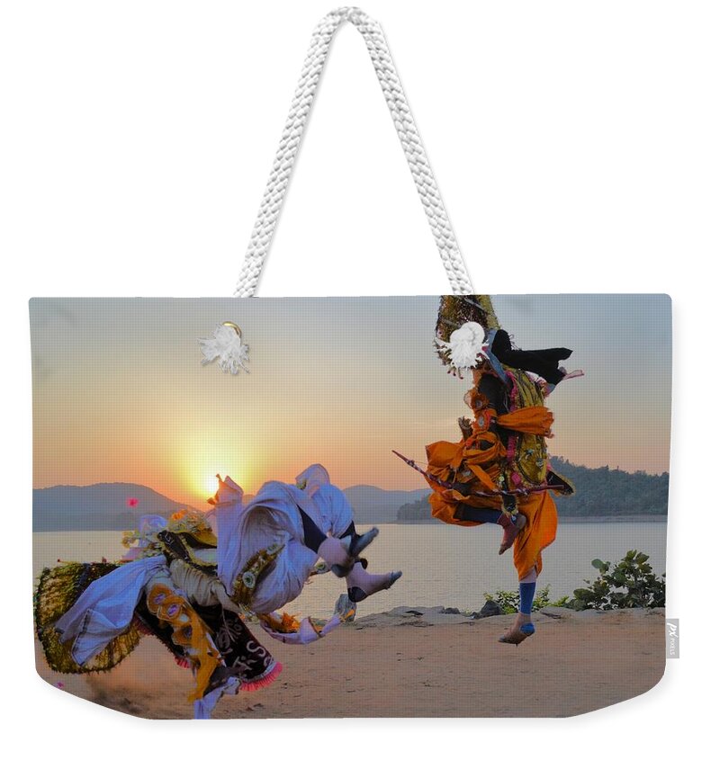 Orange Color Weekender Tote Bag featuring the photograph Chhau Dance At Murguma Village by My Image