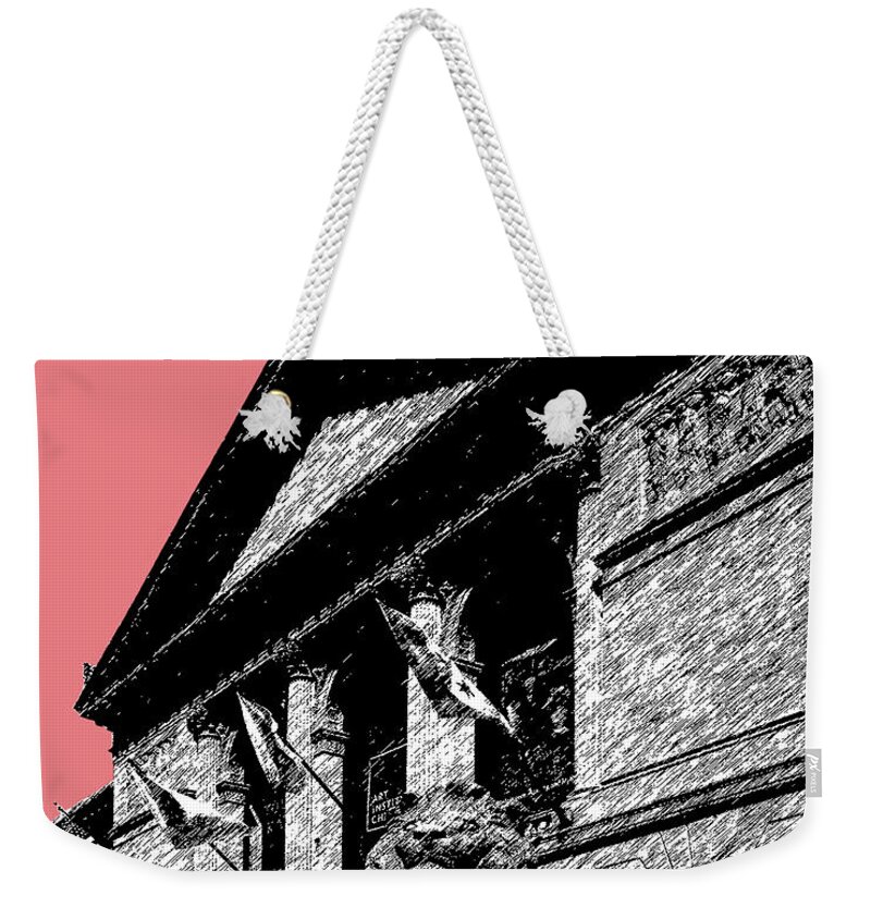 Architecture Weekender Tote Bag featuring the digital art Chicago Art Institute of Chicago - Light Red by DB Artist