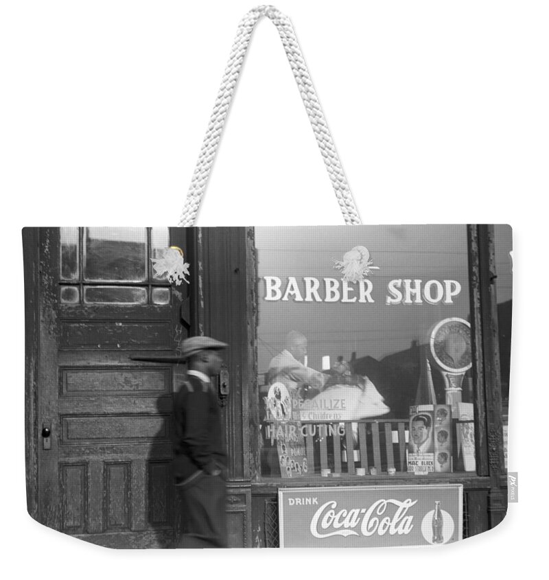 1941 Weekender Tote Bag featuring the photograph Chicago Barber Shop, 1941 by Edwin Rosskam
