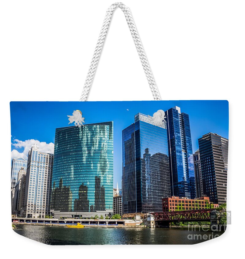 America Weekender Tote Bag featuring the photograph Chicago Cityscape Downtown City Buildings by Paul Velgos