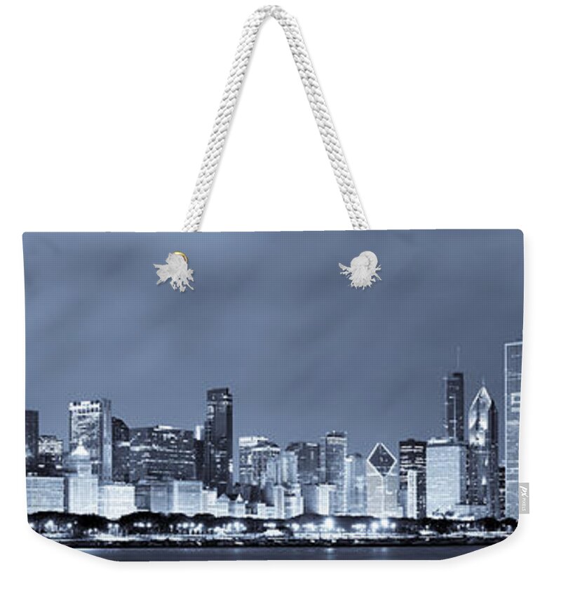 Chicago Skyline Weekender Tote Bag featuring the photograph Chicago in Blue by Sebastian Musial