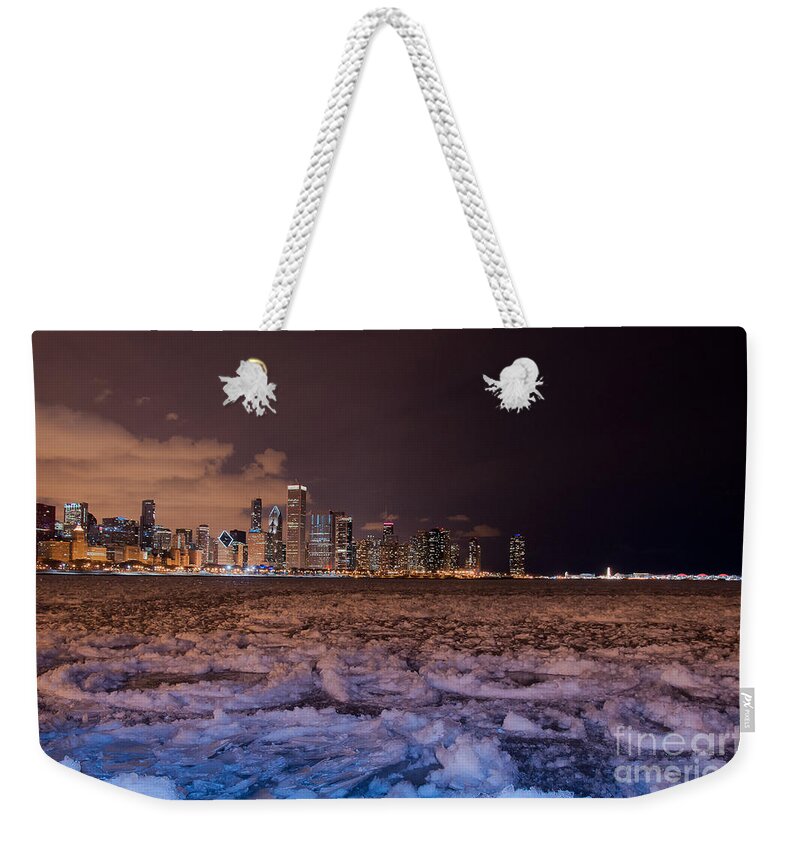 Lake Shore Drive Weekender Tote Bag featuring the photograph Chicago night skyline by Dejan Jovanovic