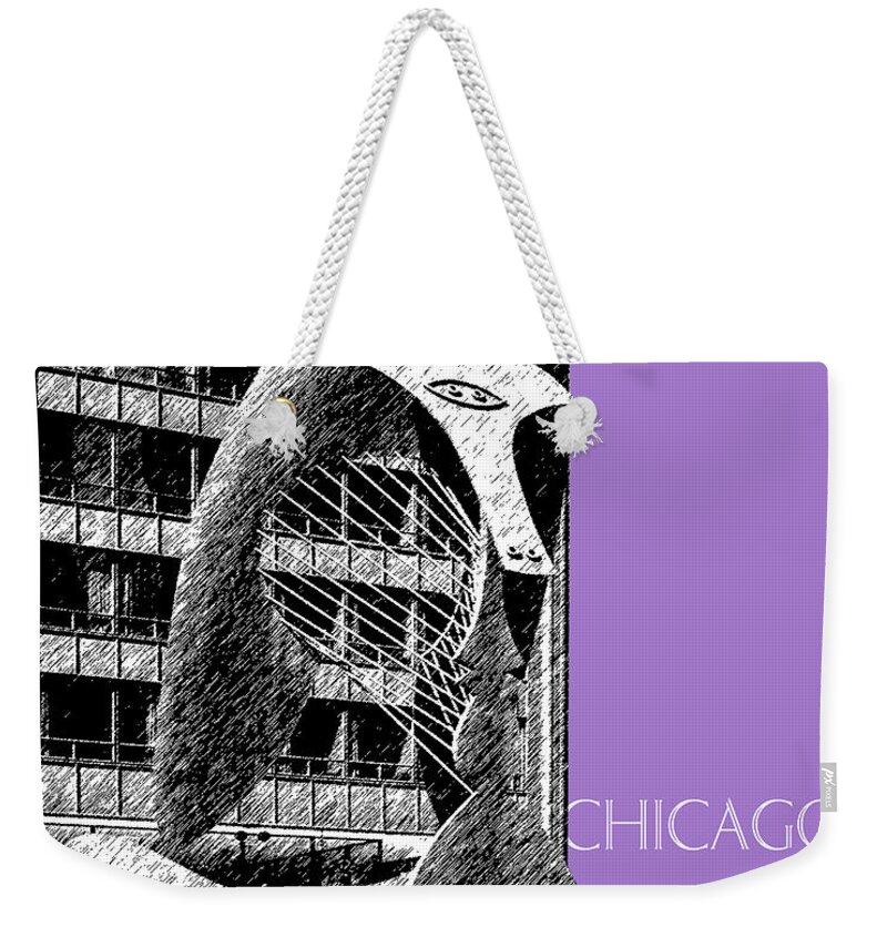Architecture Weekender Tote Bag featuring the digital art Chicago Pablo Picasso - Violet by DB Artist