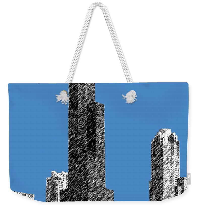 Architecture Weekender Tote Bag featuring the digital art Chicago Sears Tower - Slate by DB Artist