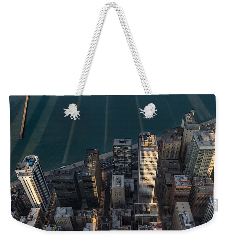 Chicago Weekender Tote Bag featuring the photograph Chicago Shadows by Steve Gadomski