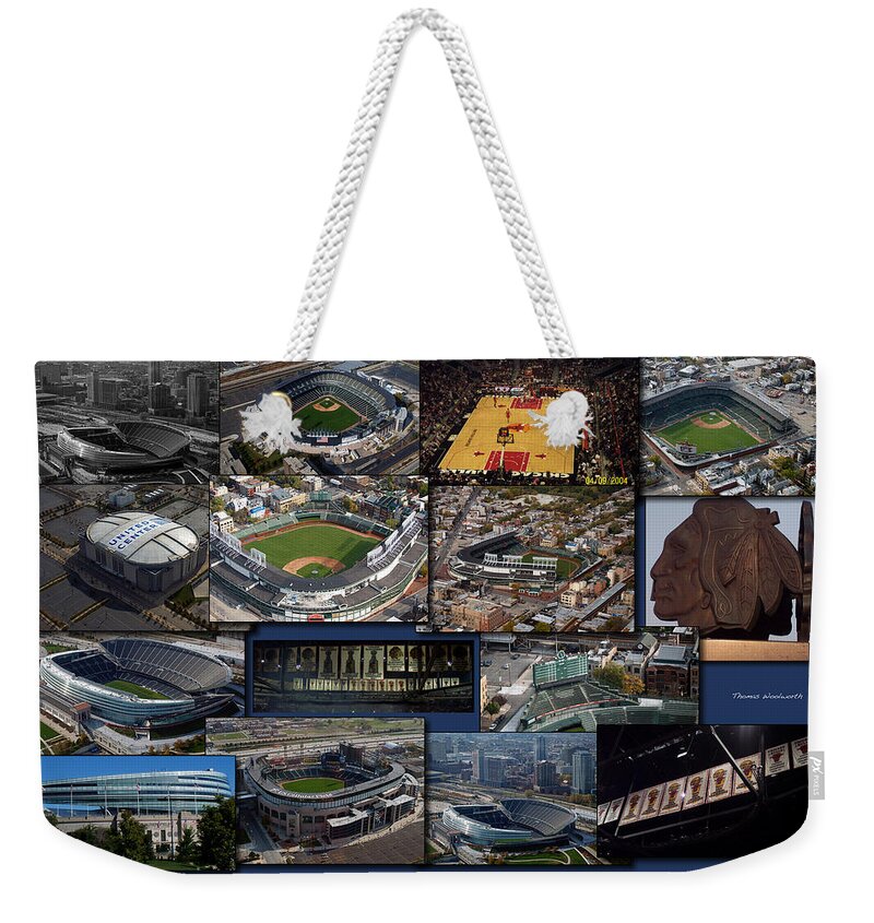 Black Hawks Weekender Tote Bag featuring the photograph Chicago Sports Collage by Thomas Woolworth