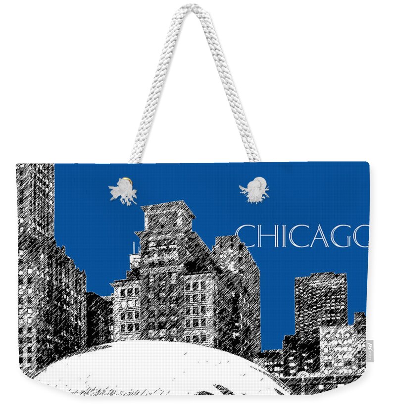 Architecture Weekender Tote Bag featuring the digital art Chicago The Bean - Royal Blue by DB Artist