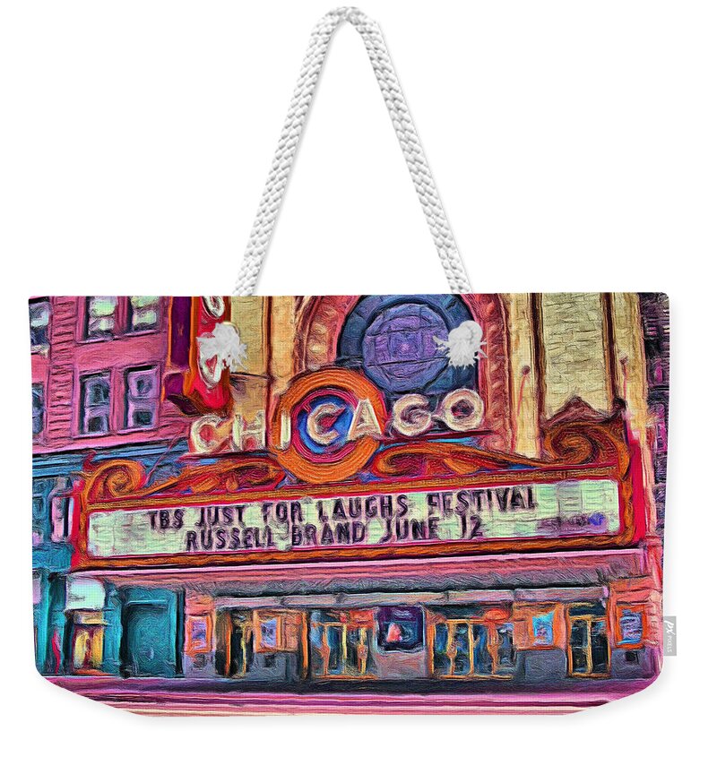 Chicago Weekender Tote Bag featuring the painting Chicago Theater - 20 by Ely Arsha