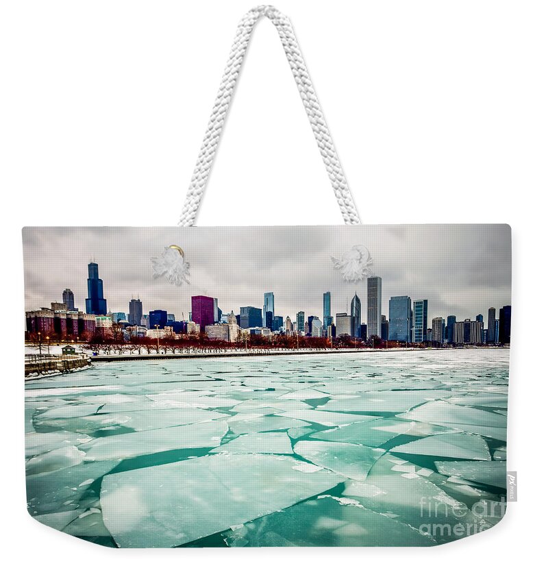 America Weekender Tote Bag featuring the photograph Chicago Winter Skyline by Paul Velgos