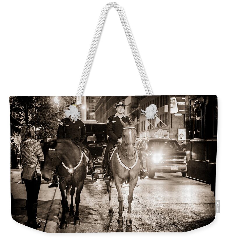 Nightlife Weekender Tote Bag featuring the photograph Chicago's Finest by Melinda Ledsome
