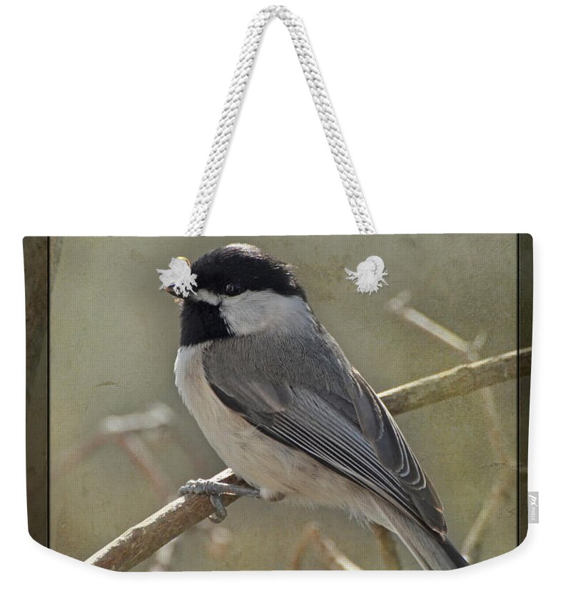 Nature Weekender Tote Bag featuring the photograph Chickadee Early Bird II by Debbie Portwood