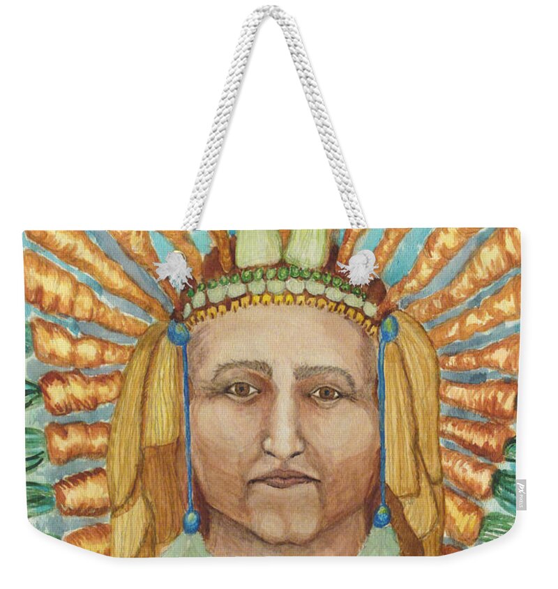 Indian Chief Weekender Tote Bag featuring the painting Chief 24 Carrots by Carol Oufnac Mahan