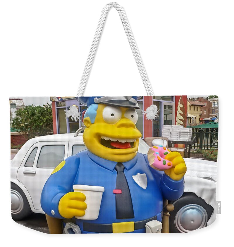 Florida Weekender Tote Bag featuring the photograph Chief Clancy Wiggum from The Simpsons by Edward Fielding
