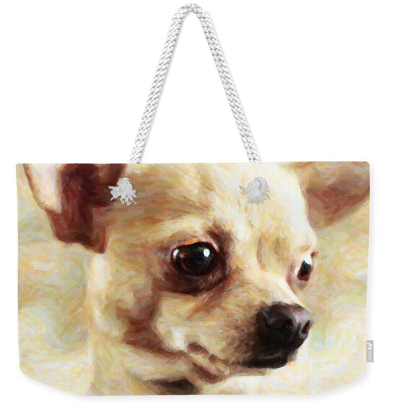 Animal Weekender Tote Bag featuring the photograph Chihuahua Dog - Painterly by Wingsdomain Art and Photography