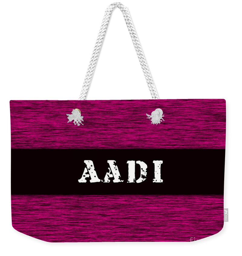 Childrens Names Art Weekender Tote Bag featuring the mixed media Childs Name Aadi by Marvin Blaine