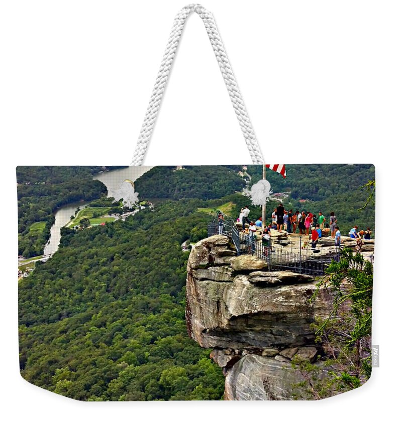 Colors Weekender Tote Bag featuring the photograph Chimney Rock Overlook by Alex Grichenko